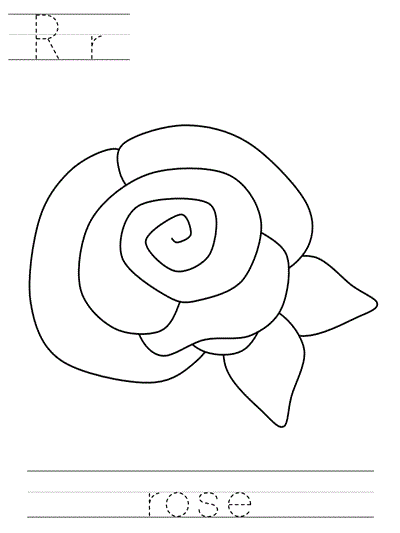 Learn to Print coloring page - Rr rose