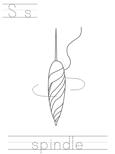Learn to Print coloring page - Ss spindle