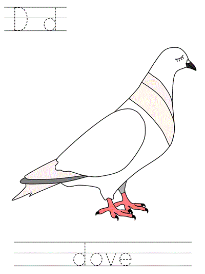 Learn to Print worksheet - Dd dove