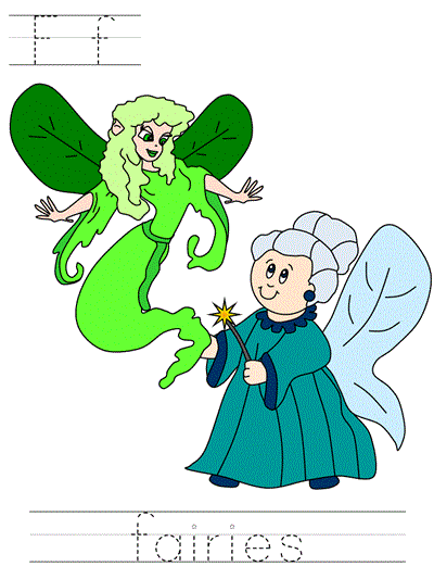 Printable print practice worksheet - Ff fairies