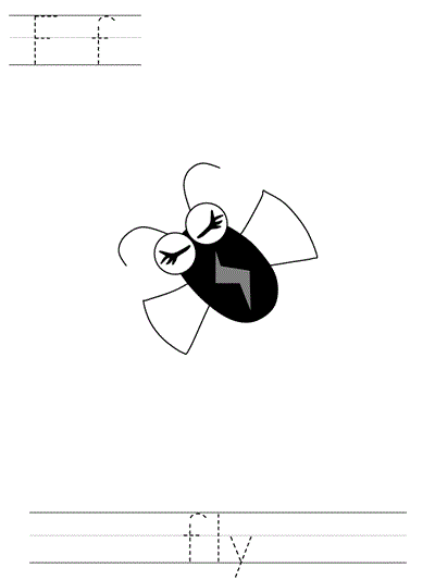 Learn to Print worksheet - Ff fly