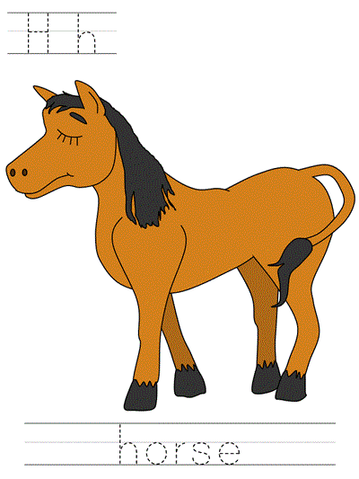 Learn to Print worksheet - Hh horse