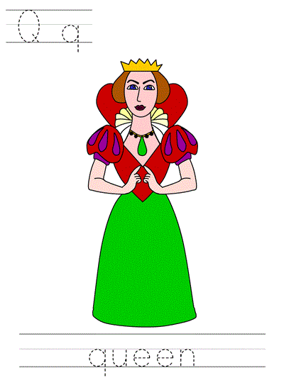 Printable print practice worksheet - Qq queen