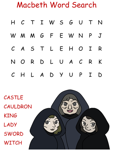 Macbeth word search puzzles