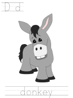 Printable print practice worksheet - Dd donkey