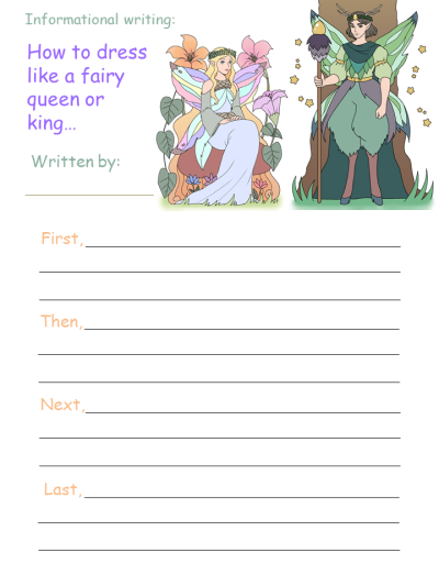 Printable Informational Writing Activities - Mid Summer Fairies theme