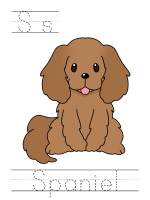 Printable print practice worksheet - Ss spaniel