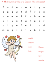 Word Search Puzzles for midsummer night's dream