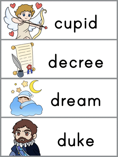 Lovers' Story Word Wall Words