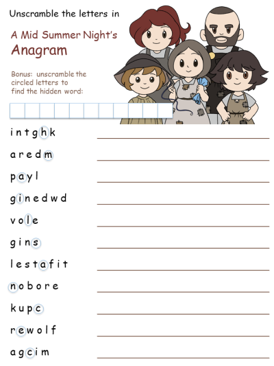 Mid Summer Mechanicals Anagram Puzzle