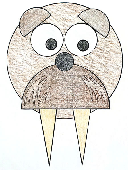 Walrus shapes practice paper craft for kids