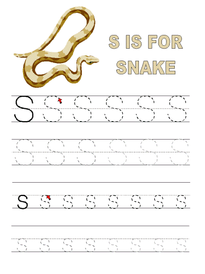 letter s alphabet tracer pages