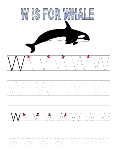 letter w alphabet tracer pages